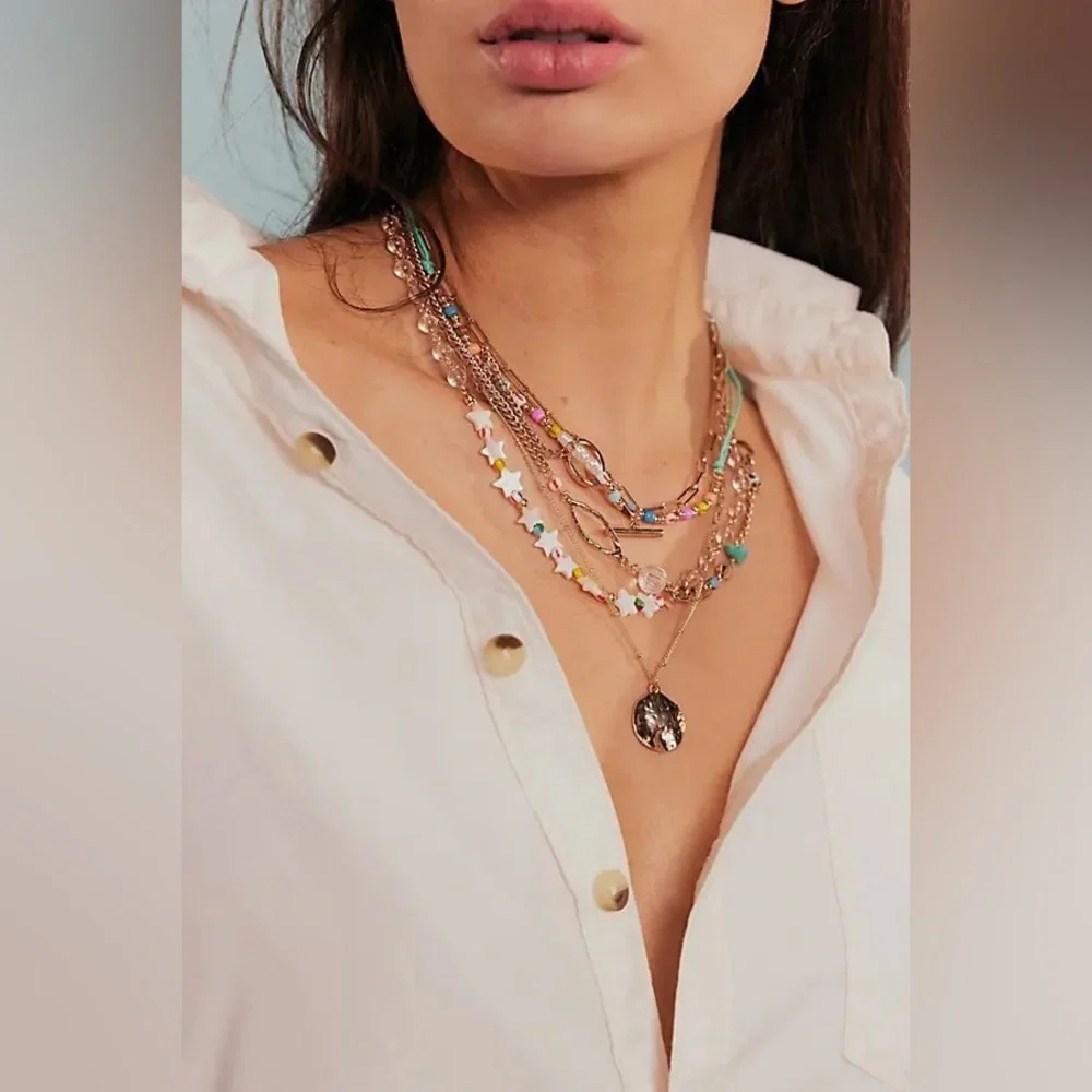 NWOT Multicolor Layered Necklace Set - Picture 1 of 3